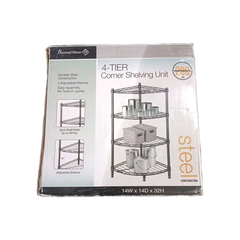 Diamond Home Four Tier Corner Shelving Unit NIB